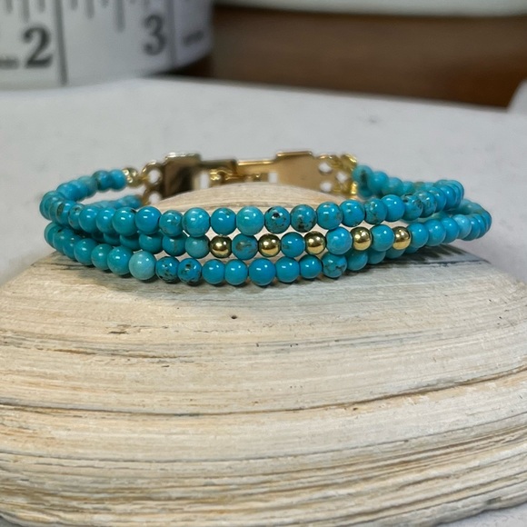 14k Gold Filled. Turquoise. Bracelet - Picture 3 of 5